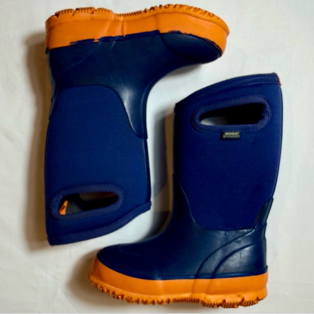Bogs Kids Classic II Boots Boys 10 Girls Navy Orange Waterproof 3 Seasons Snow - Picture 4 of 7